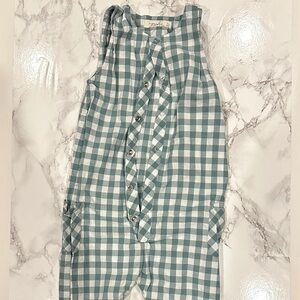 Pehr Green and White Checkered Jumpsuit